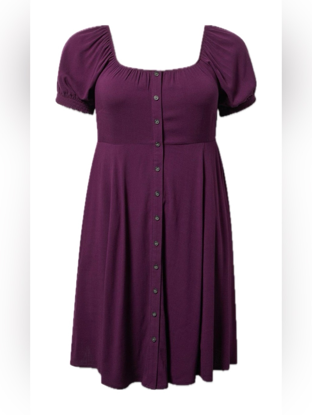 torrid Plum (Winter Bloom) Button-Front Square Neck Dress